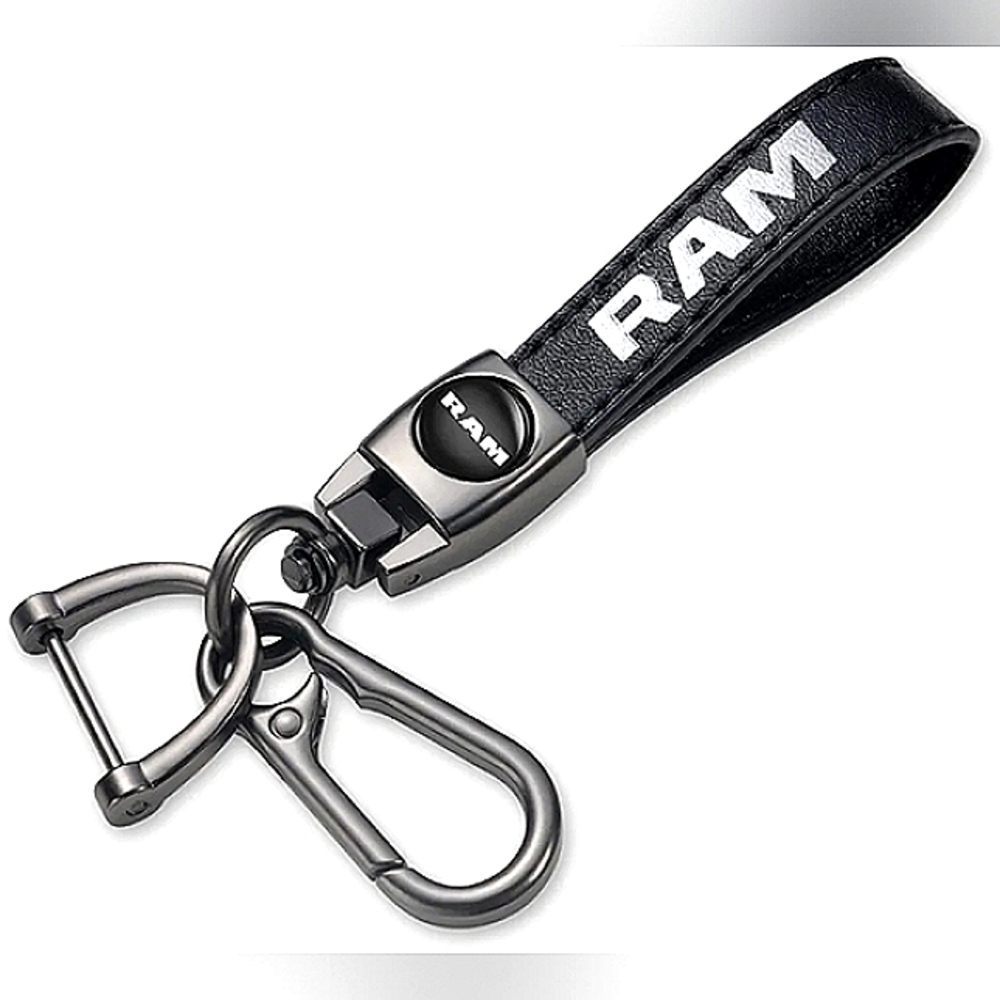 DODGE Ram Logo Keyfob Keychain Leather Loop Caribiner Keyring  NWT